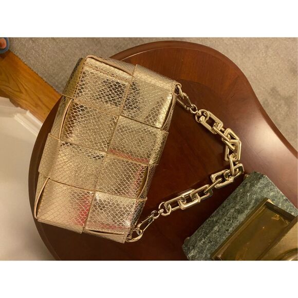 Steve Madden Woven Metallic Snake Clutch Bag NWOT